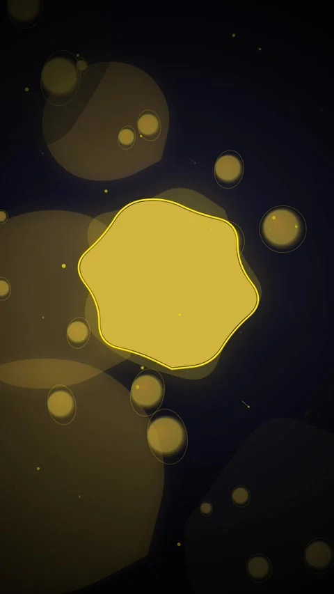 Abstract Yellow Blob Floating on Dark Blue Background with Bokeh Lights Stock Footage 347698510
