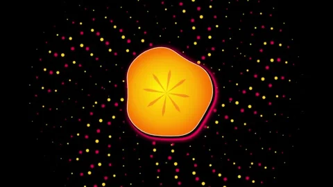 Abstract yellow blob with star icon rotating against glowing dotted spiral .. Stock Footage 343558805