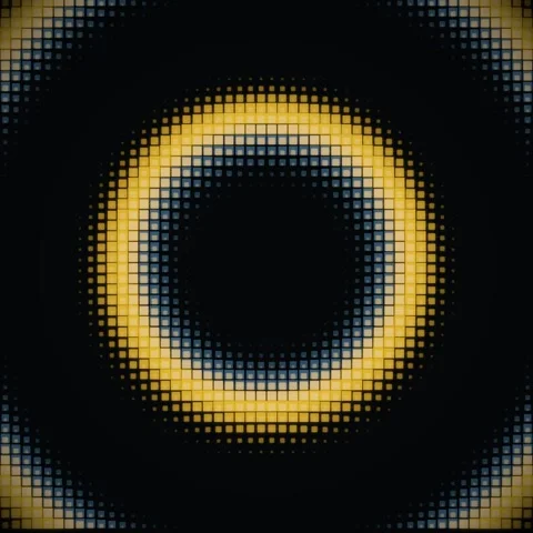 Abstract Yellow Blue Circular Pulse Wave Pattern Stock Footage 347812246