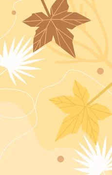 Abstract yellow botanical pattern with autumn leaf, lines and dots Illustrazione stock