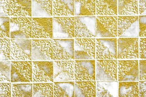 Abstract yellow brick wall texture. Seamless pattern of Golden bricks wall 스톡 일러스트