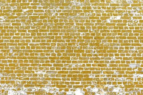Abstract yellow brick wall texture. Pattern of Golden bricks wall background. Stock Illustration