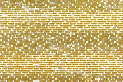 Abstract yellow brick wall texture. Pattern of Golden bricks wall background. Stock Illustration