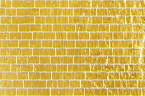 Abstract yellow brick wall texture. Pattern of Golden bricks wall background. Stock Illustration
