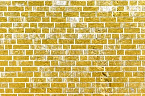 Abstract yellow brick wall texture. Pattern of Golden bricks wall background. Stock Illustration
