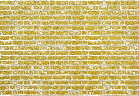 Abstract yellow brick wall texture. Pattern of Golden bricks wall background. Stock Illustration