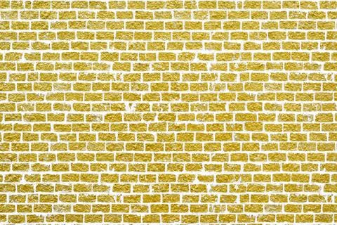 Abstract yellow brick wall texture. Pattern of Golden bricks wall background. 스톡 일러스트