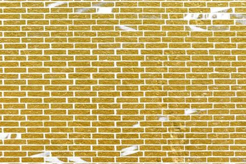 Abstract yellow brick wall texture. Pattern of Golden bricks wall background. Stock Illustration