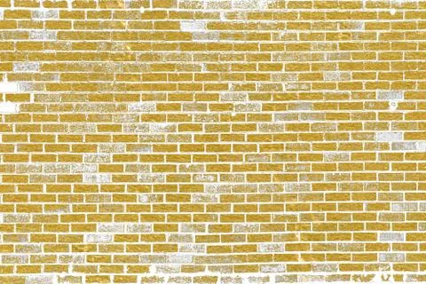 Abstract yellow brick wall texture. Pattern of Golden bricks wall background. Stock Illustration