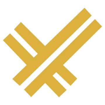 Abstract yellow checkmark line art symbol icon Stock Illustration