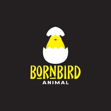 Abstract yellow chicken born egg logo design vector graphic symbol icon ill.. Stock Illustration