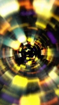 Abstract yellow circular motion blur tunnel Stock Illustration