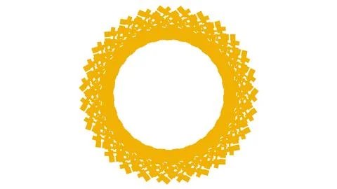 Abstract yellow circular pattern from planes. 3d rendering image. Illustrazione stock