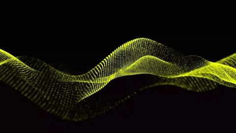 Abstract yellow color dots net particles flowing wave animated pattern half.. Stock Footage 295194111