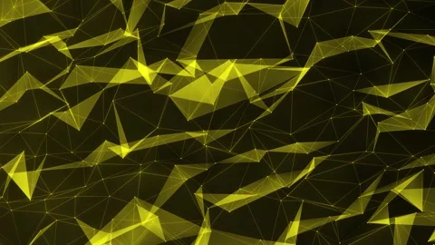 Abstract yellow color geometric background animation. Movement of connected.. Stock Footage 298930575