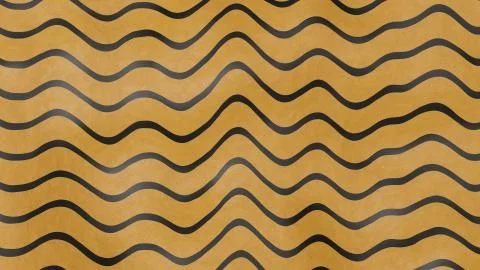 Abstract yellow color wave pattern with black lines. 3d illustration Stock Illustration