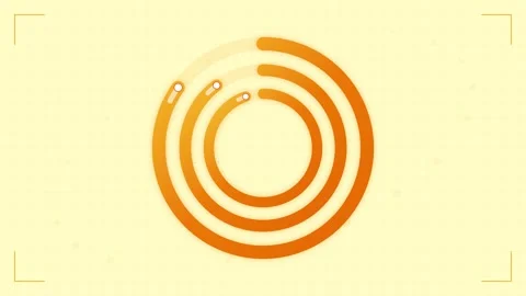 Abstract Yellow Concentric Circles on Grid Background - Digital Art Stock Footage 346659622