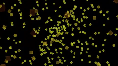 Abstract yellow cubes falling and moving dynamically on black background. Video stock 337805348