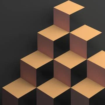 Abstract yellow cubical structures over gray 库存插图