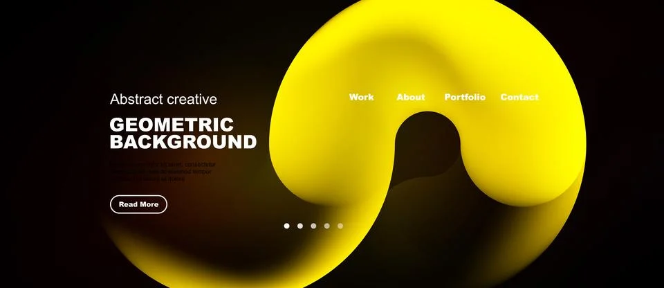 Abstract yellow design dominates dark background. Text elements present 스톡 일러스트
