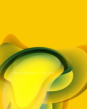 Abstract yellow design features flowing curves, gradients. Modern background Stock Illustration