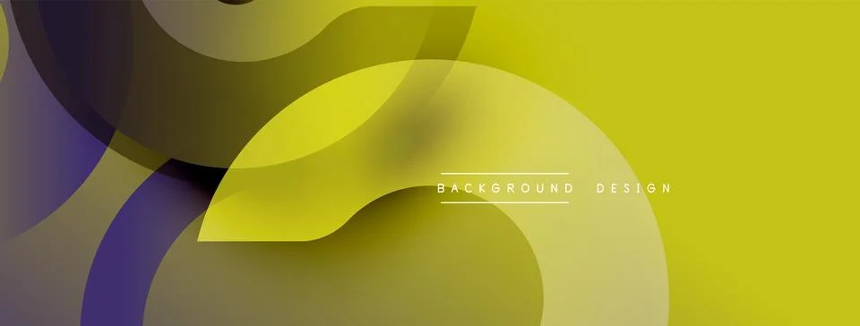 Abstract yellow design features overlapping curved shapes. Gradient shades Ilustración de archivo