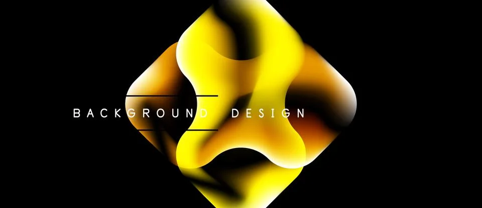 Abstract yellow design over black background. Fluid shapes create dynamic Stock Illustration