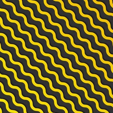 Abstract yellow diagonal wave lines pattern with shadow on black background a 스톡 일러스트
