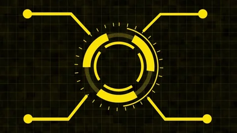Abstract Yellow Digital Interface Elements on Dark Textured Grid animated B.. Stock Footage 321586605