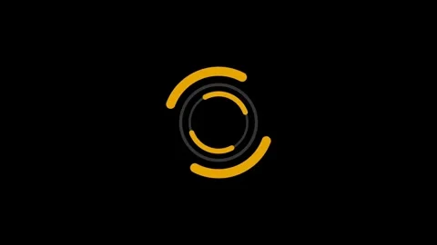 Abstract yellow digital loading circle animation on black background Video stock 336098868