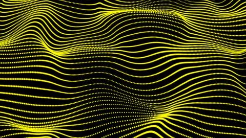 Abstract yellow dot line with a dynamic wave. Abstract digital particle and.. Illustrazione stock