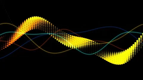 Abstract yellow dot wave motion background with colorful smooth lines digit.. 库存影片 347219863