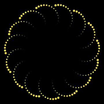 Abstract Yellow Dotted Circular Frame on Black Background Stock Illustration