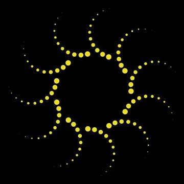 Abstract Yellow Dotted Spiral Pattern on Black Background Stock Illustration