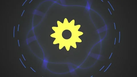 Abstract Yellow Gear Rotating in Cosmic Energy Field. Stock Footage 334516508