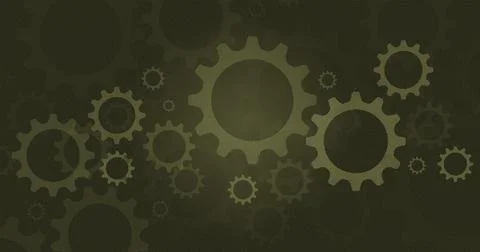 Abstract yellow gears elements for modern cartoon background Stock Illustration