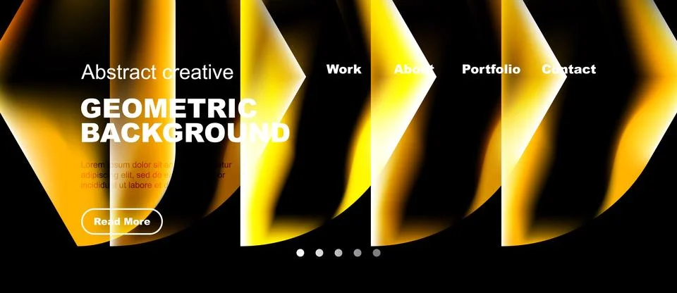 Abstract yellow geometric background. Website header design includes navigati イラスト素材