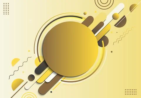 Abstract yellow geometric circle pattern composition rounded line shapes diag Stock Illustration