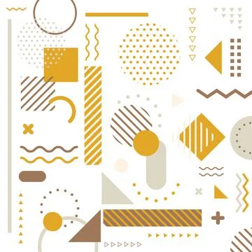 Abstract yellow geometric elements pattern memphis style on white background Stock Illustration