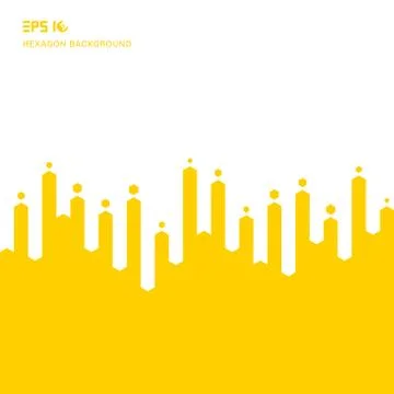 Abstract yellow geometric hexagons lines halftone transition on white backgro Stock Illustration