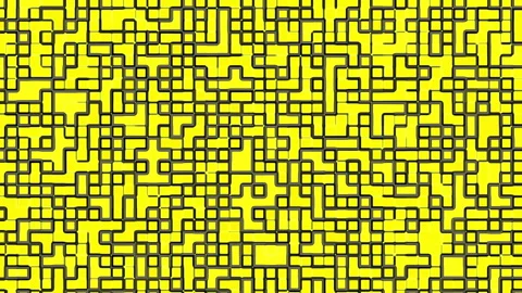 Abstract Yellow Geometric Maze Pattern Background with Black Lines Design Stock Footage 303397279