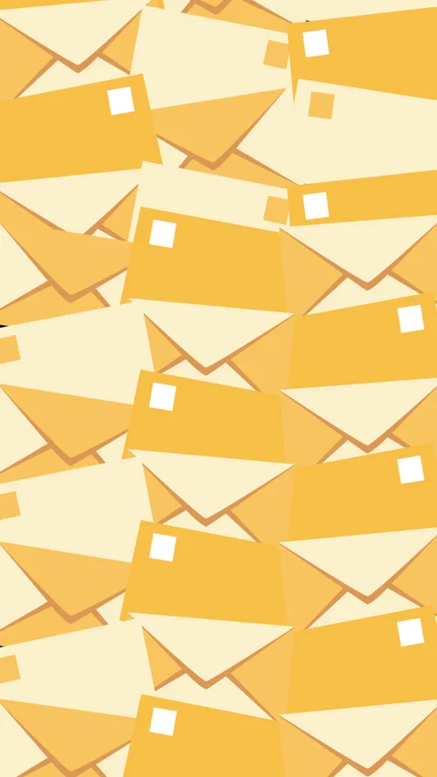 Abstract Yellow Geometric Motion Background with Repeating Envelope Shapes 库存影片 347484861