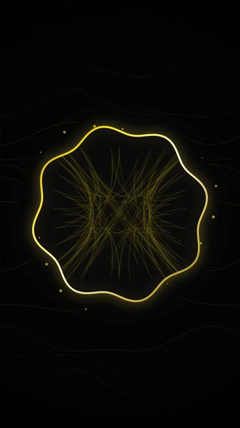Abstract yellow geometric pattern glowing lines on dark background Stock Footage 345492289