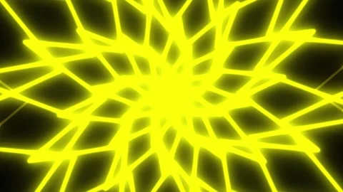 Abstract Yellow Geometric Pattern Rotating Seamlessly During Night with Dyn.. Stock Footage 342511750