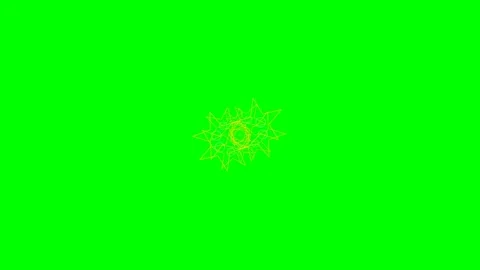 Abstract yellow geometric star animation isolated on a bright green backgroun Video stock 340901738