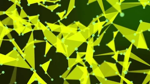 Abstract yellow geometrical background with moving dots and triangles Video stock 75495003