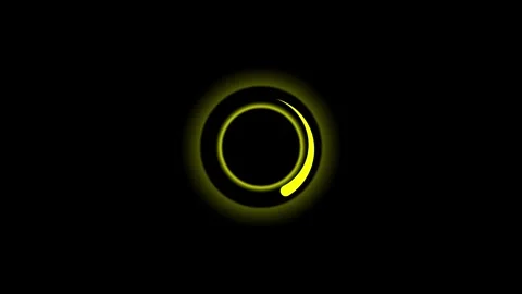 Abstract yellow glowing neon loading spinner animation loop isolated on bla.. Stock Footage 336476129