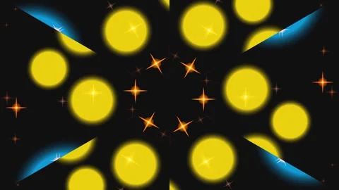 Abstract Yellow Glowing Orbs and Radial Light Rays Background Stock Footage 337516117