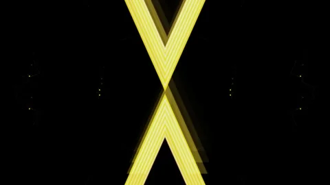 Abstract Yellow Glowing X Motion Background - Neon Geometric VJ Loop Video stock 341933010
