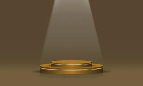 Abstract yellow gold podium empty room 3d shape with spot light design Stock Illustration